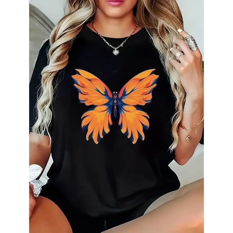 

Женская черная футболка с круглым вырезом, удобный повседневный крой, можно стирать в машине, топ для весны/лета, футболки больших размеров для женщин S чёрный