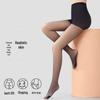 Leggings de Seda Preta de Camada Dupla Nude Espessados com Veludo Anti-Puxão para Mulheres - Meias-Calças Transparentes para a Pele Outono/Inverno