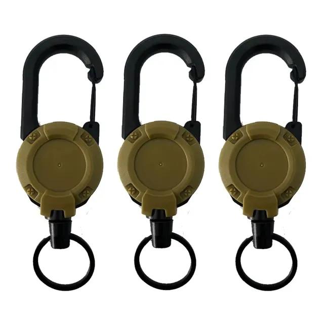 Outdoor Carabiner Hook Backpack expansion Buckle Automatic Retractable Wire Rope Anti-theft Tactical Keychain camping Tools