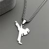 Hiphop Taekwondo Kicking Karate Chain For Women Men Stainless Steel Silver Color Female Sports Style Pendant Necklace Jewelry