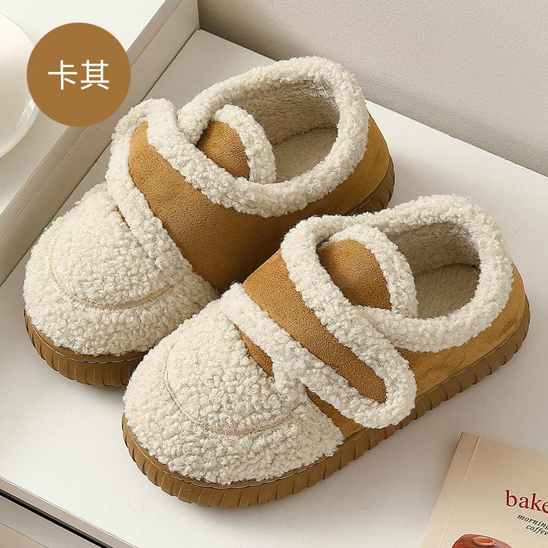 

Autumn and winter cotton slippers female couple bag heel warm and non-slip indoor home fluffy velvet outer cotton shoes men 36-37 Suitable for 35-36 хакі