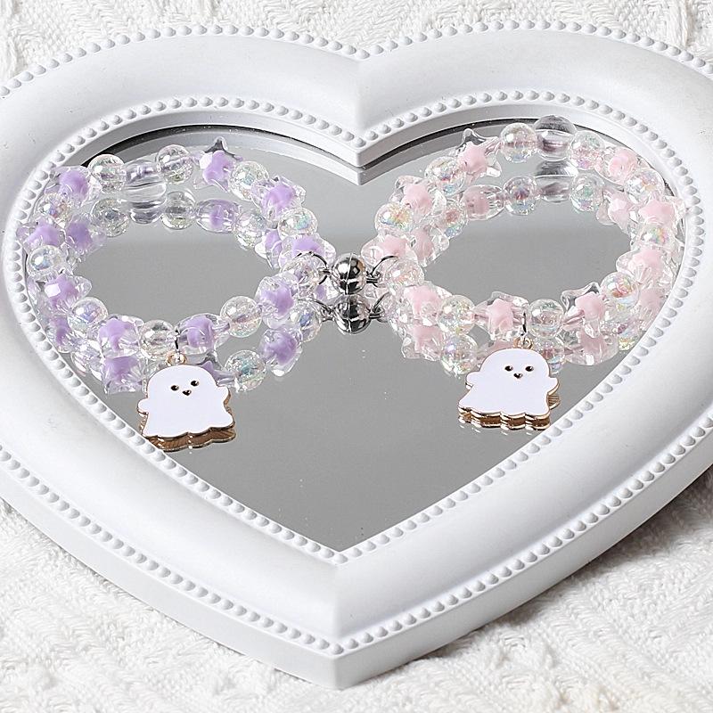 Cartoon Geist Kristall Armband: Freundschaftsgeschenk mit Perlen für beste Freundinnen, Paare und Studenten.