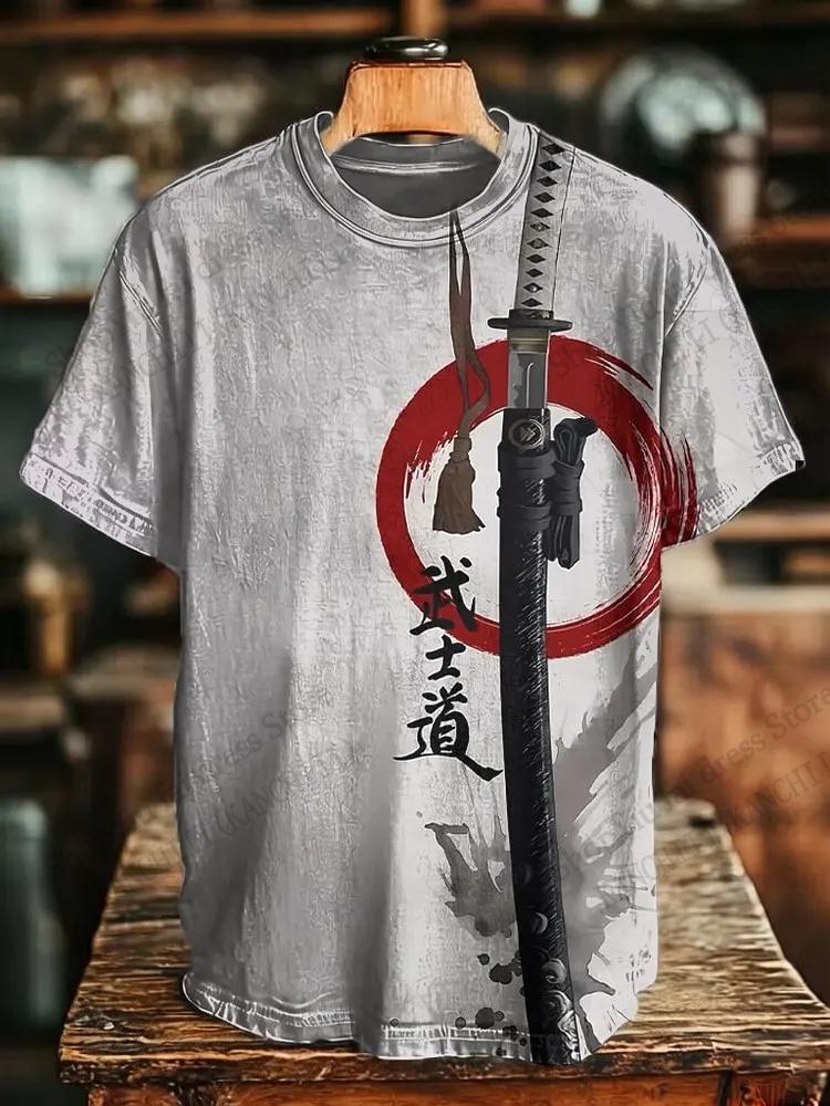 Trend Japanese Samurai Cat 3D Print T-shirt Men Women Fashion Street Oversized Short Sleeve Tops Tees Men Clothing Hombre Ropa