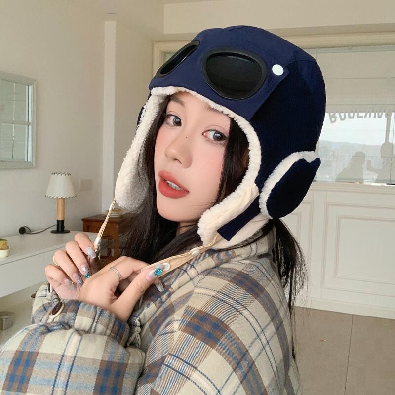 Женская ушанка-авиатор со съемными очками