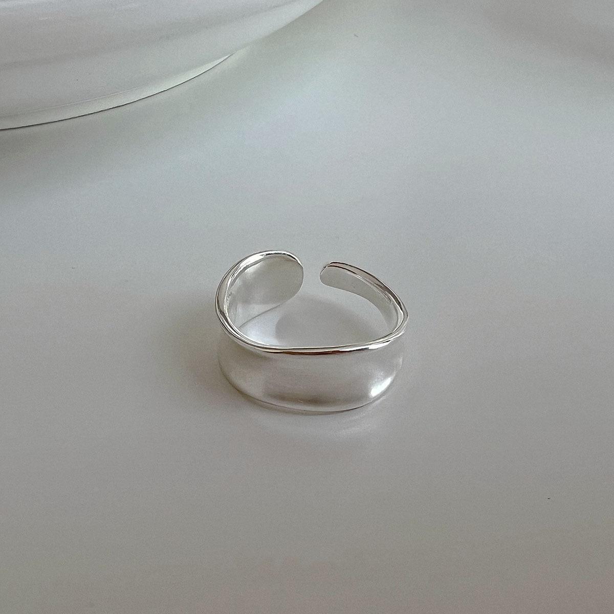 Glossy Wide Surface Irregular Plain Cold Style High-End Open Ring for Index Finger
