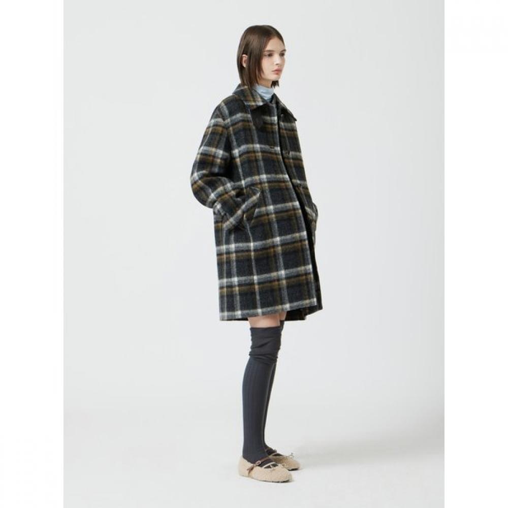 Cc Collect Alpaca Blend Check Half Coat C254msg023