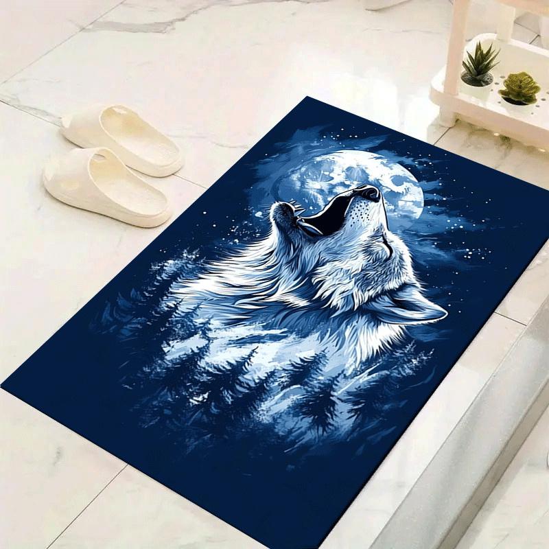 

1 шт. Ковер с рисунком белого волка, противоскользящий, не линяющий, устойчивый к пятнам 60cm by 90cm