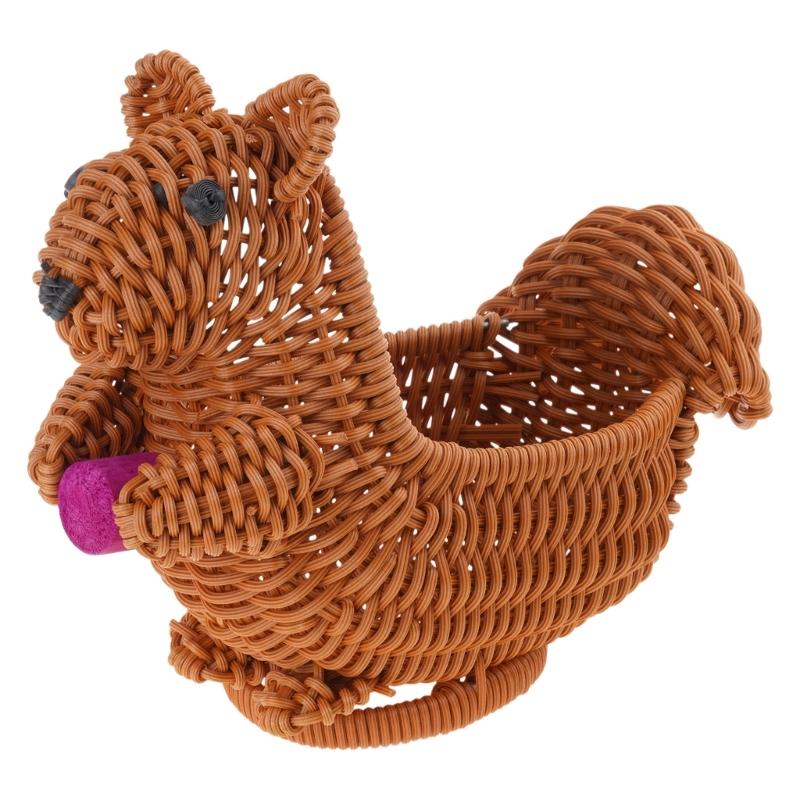 Cute Squirrel Shaped Bread Basket Toy and Books Storage Container Stylish Fruit Serving Display Bowl for Kitchen small