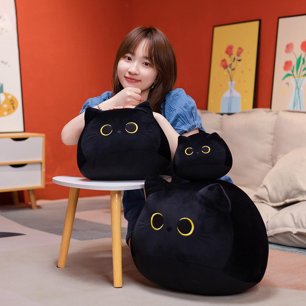 Adorable Cat Cartoon Plush Pillow Soft Black White Cat Stuffed Doll Kids Gift