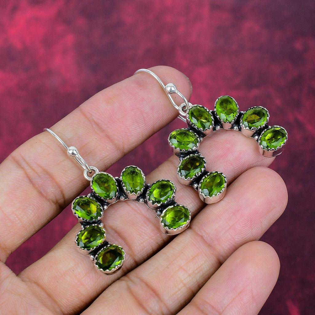 Peridot Jewelry, 925 Solid Sterling Silver Earrings, Handmade Gemstone Jewelry Earrings Gift For Love