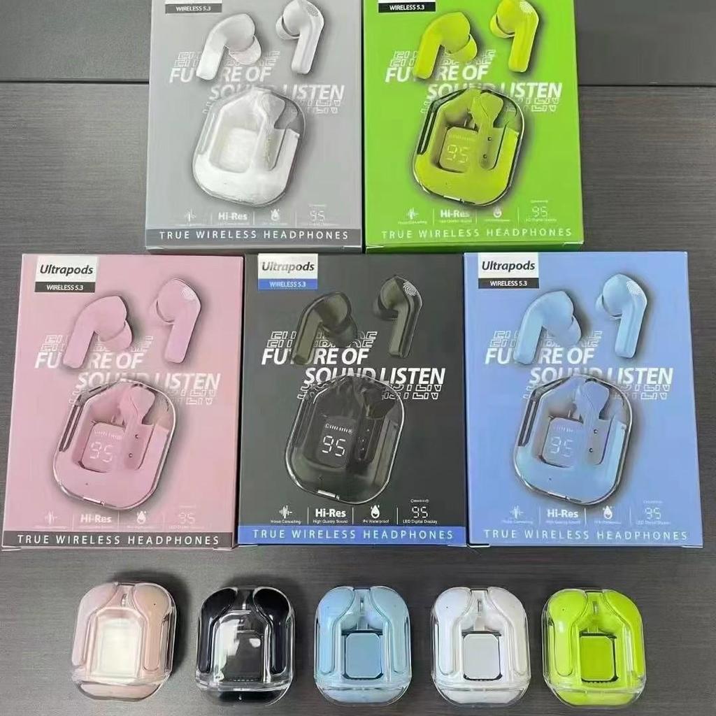 New AIR31 AIR39 Transparent 5.3 Wireless Bluetooth Earbuds with Digital Display and In-ear Dual-ear Calling
