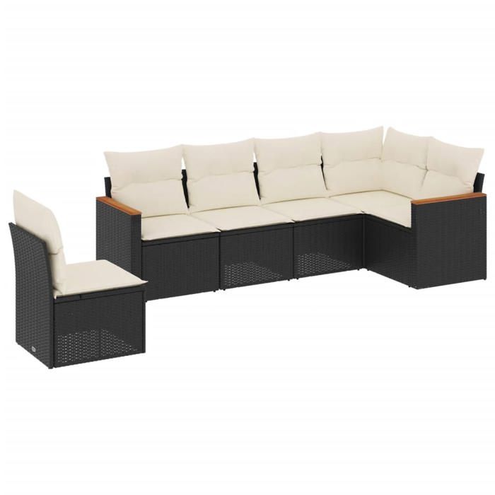 VidaXL Garden Lounge Set 6 Pcs with Cushions Black Braided Resin 3226014