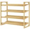 Bamboo Shoe Rack, 15.5 Cm Shelf Height, Ventilated Slat Design, 76 X 33 X 67 Cm, Natural Wood Effect