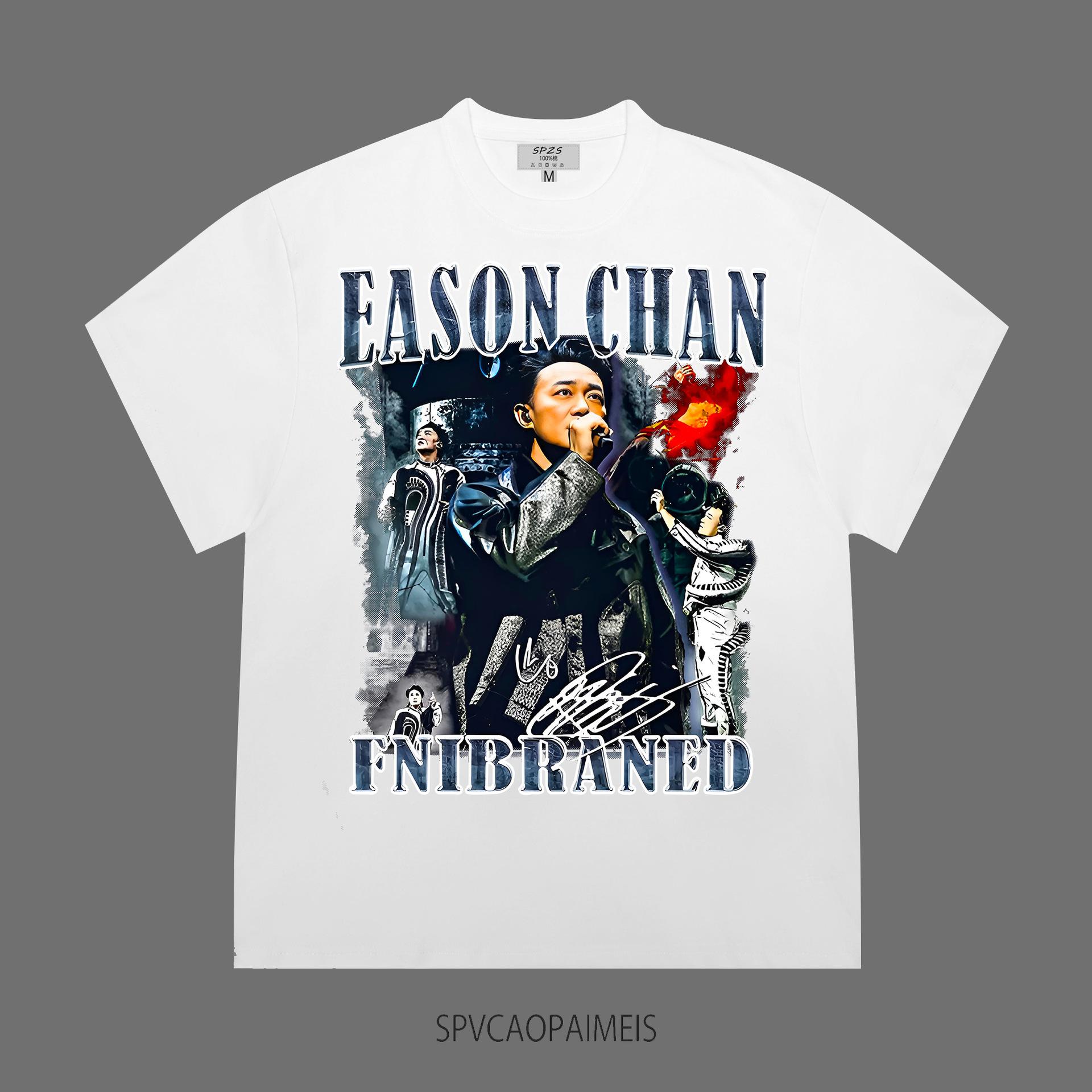 Eason Chan American Small Neckline Old Street VTG Hip Hop Trend Long Short Sleeve T-Shirt S