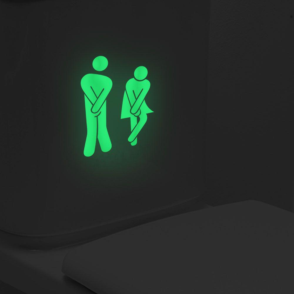 Dark Bathroom Luminous Home Decor Wall Sticker Washroom Door Sign Indicator Label Toilet Sticker