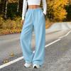 Pantalon de survêtement large taille haute de couleur pour femme, Pantalon décontracté à jambe droite