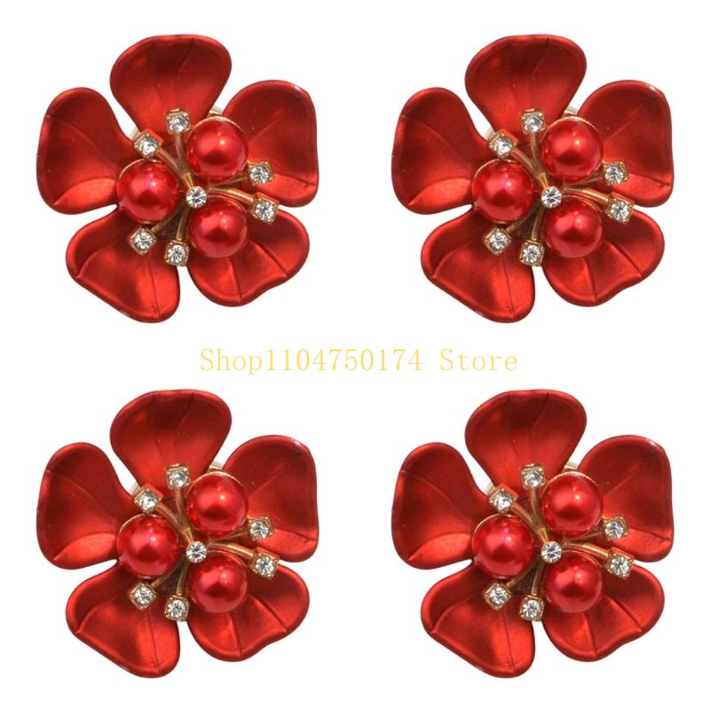 4Pcs Rhinestones Pearls Button Clips Decorative Cufflinks Cover For Dress Shirt Top Sale