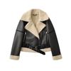 Winter women's clothing large lapel women's thickened locomotive suede fur integrated jacket