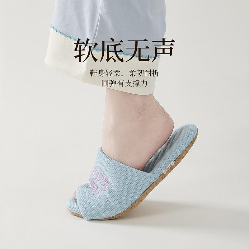 Silent silent slippers women's indoor home household one-word drag does not hurt the floor soft bottom couple four seasons cool slippers men