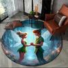 Fairy Princess Round Rug Flannel Printed Carpet Magical Design Kids Room Decor Cozy Soft Floor Mat Home Decoration Indoor Use