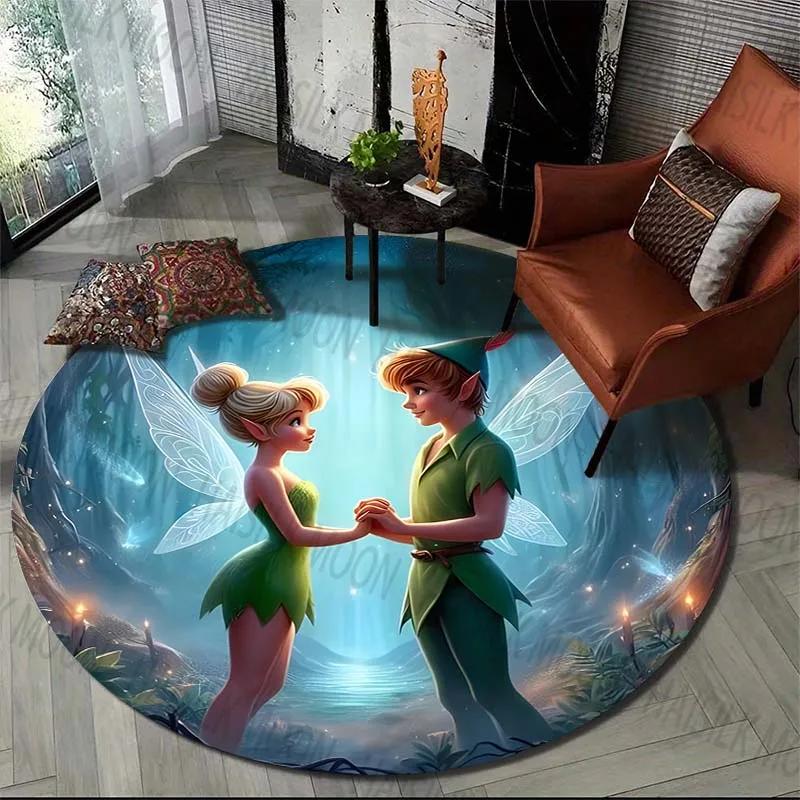 Fairy Princess Round Rug Flannel Printed Carpet Magical Design Kids Room Decor Cozy Soft Floor Mat Home Decoration Indoor Use