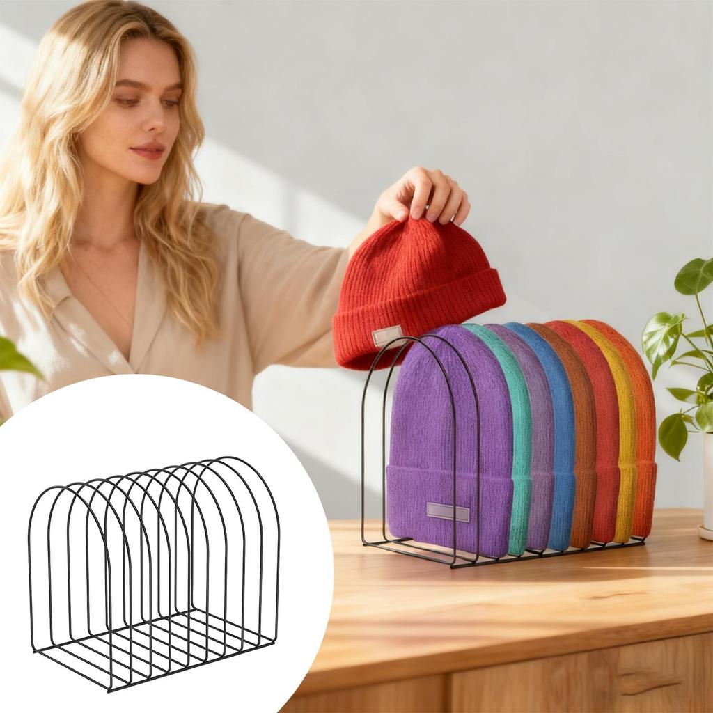 2 Pieces Hat Organizer Metal Caps Storage Holder Hat Rack Display Stand Bookshelf Storage Racks Desktop Storage Racks