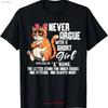 Never Argue With A Short Girl Angry Cat Unisex T Shirt For Dad Mom Daughte Vintage Breathable Slightly Stylish Homme