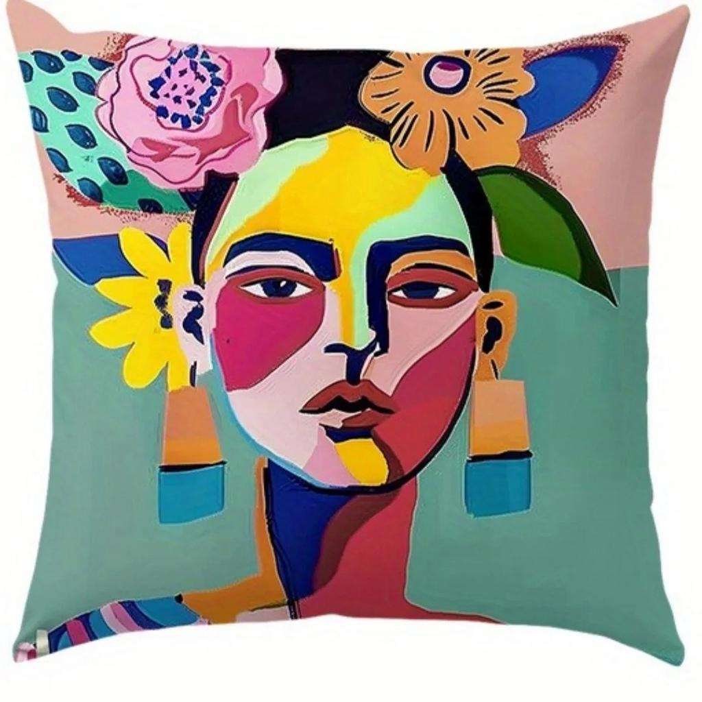 Decorazioni per la Casa Colorate Viso di Donna Modello Artistico Federe per Cuscini Copricuscino Modello Adatto per Divano Camera da Letto Auto
