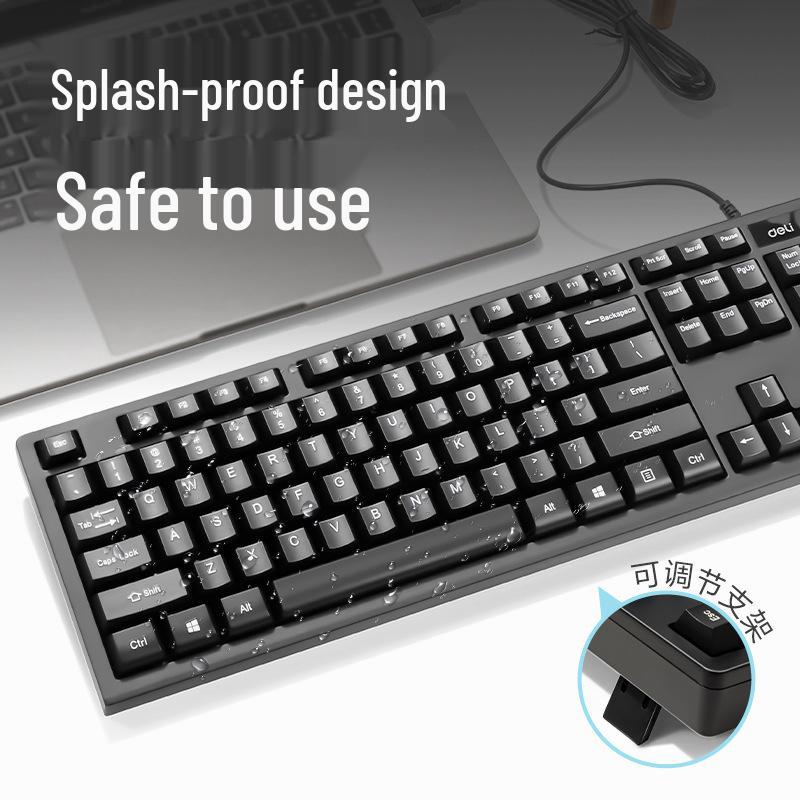 Deli 2168ES Wired Keyboard with Adjustable Stand for Desktop, Laptop, Office, Home