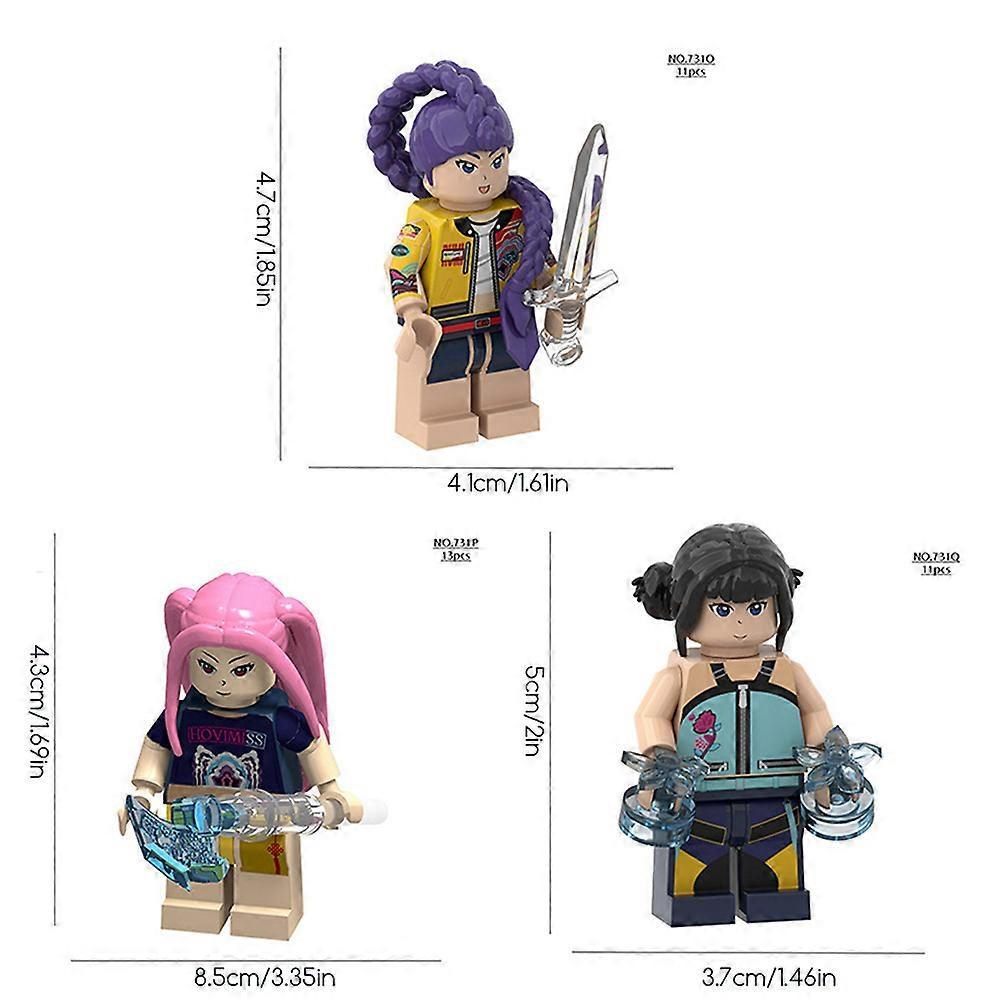 KPop Demon Hunters Action Figures - Rumi, Mira & Zoey Collectible Minifigures, Building Blocks for Fans, Perfect Birthday Gifts