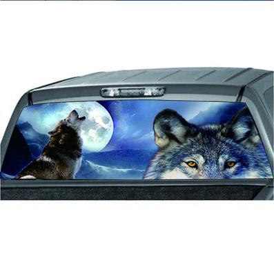 135x36cm Samolepka na zadní okno auta Vlk a měsíc Grafická nálepka pro SUV Nákladní auto Pickup