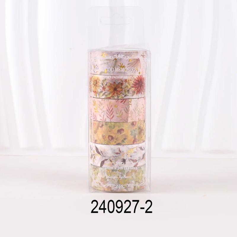 6 Rollos/caja de Cinta Washi de Planta Floral Adecuada para Decoración de Collage de Cuaderno DIY Un Regalo para Amigos Suministros de Aprendizaje
