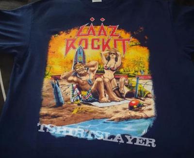 Rare LAAZ ROCKIT BAND, Remake Shirt, Thrash Metal Band Shirt, Navy Blue