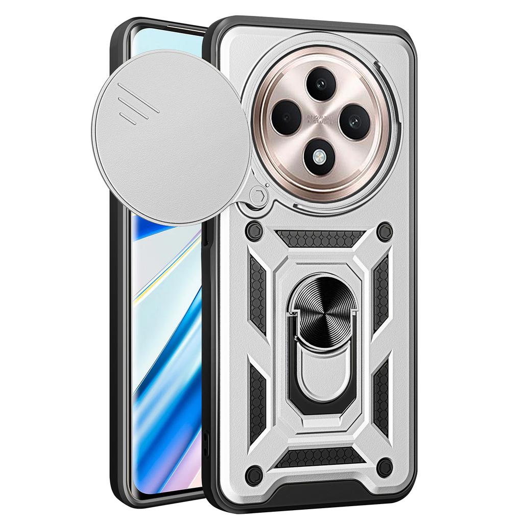 Pro Oppo Reno12 F 5G Pouzdro s posuvným krytem kamery PC+TPU Stojánek Kryt telefonu