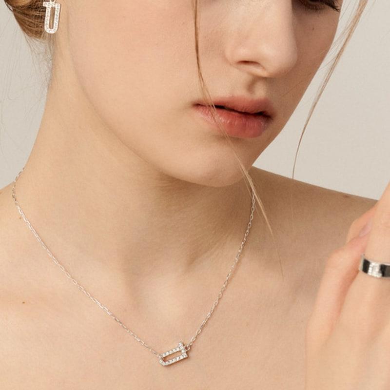 UNI.J [In521]Shiny Signature Silver Necklace