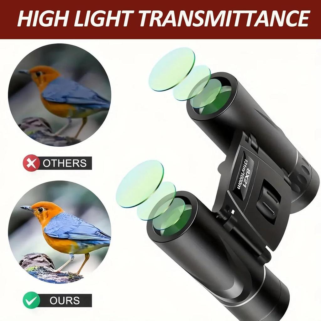 HD 8x21 High Magnification Mini Binoculars for Outdoor Sports and Events