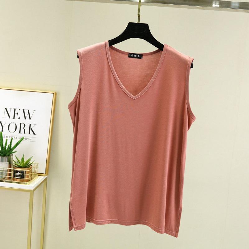 

Модал жилет женский летний свободный без рукавов V-образный вырез майка больших размеров топ-комбинезон утягивающий XL