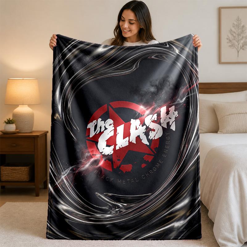 The Clash Print Flannel Blanket Cozy Lightweight Plush Throw Blanket For Bed Sofa Household Use