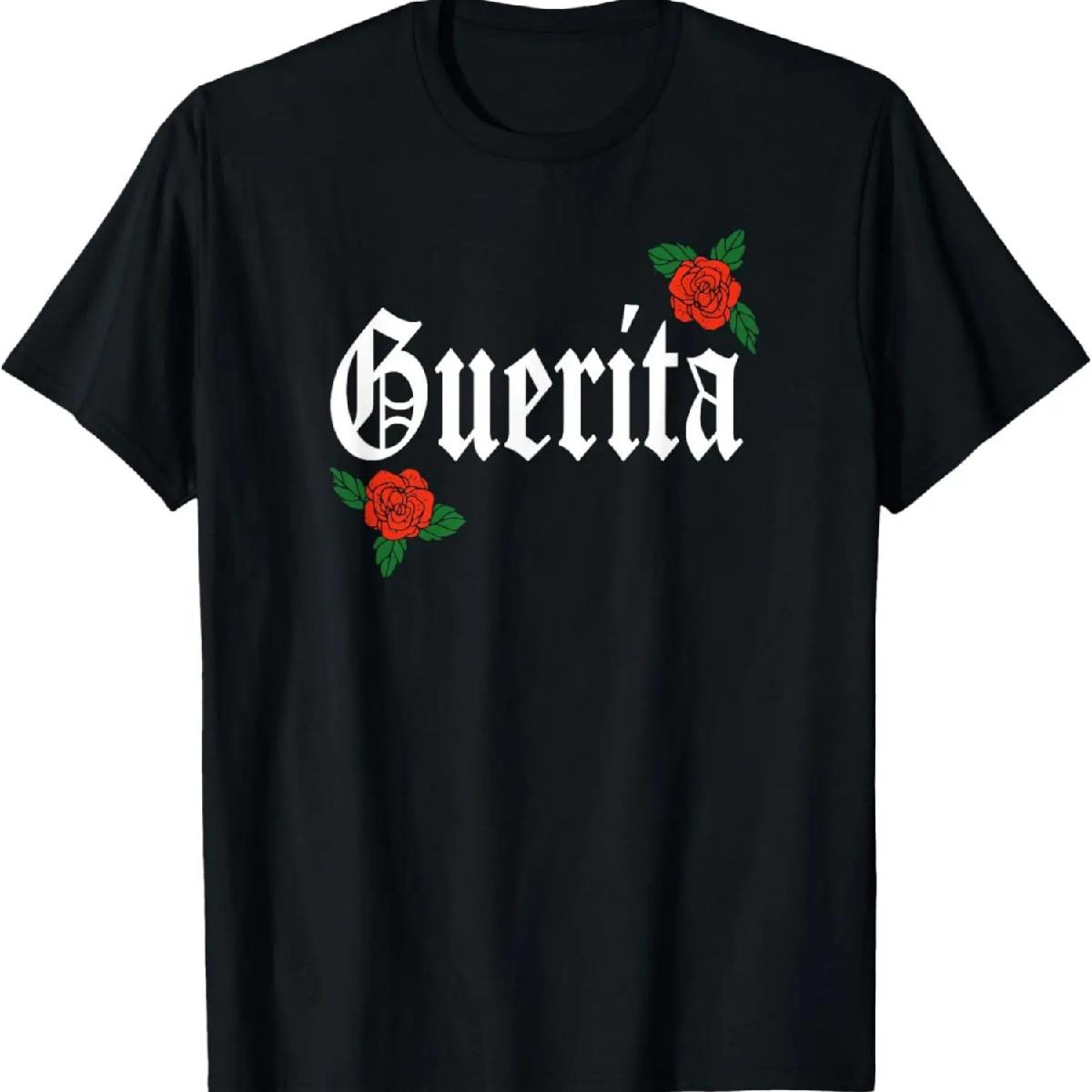 Guerita Latina Розы Цветочная Футболка XXXXXL чёрный