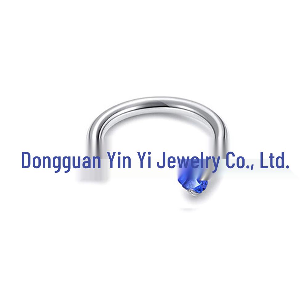 Stainless Steel U-Shaped Nose Ring with Double Zirconia