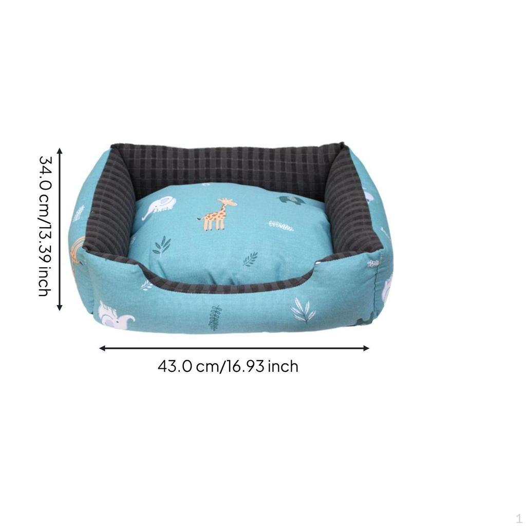 Dog Bed, Cleanable Soft Pet Mat, Removable Warm Cat Indoor Sofa Gray Blue Zoo L