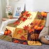 An Autumn Style Warm And Comfortable Corduroy Blanket, Featuring Pumpkin And Maple Leaf Patterns, Ideal for Autumn Holidays, Family Gatherings, And Se