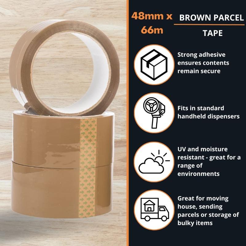 Brown sealing packing tape, 4.8 cm wide and 69.49 meter long, heavy-duty packaging tape for dispensers, packaging tape