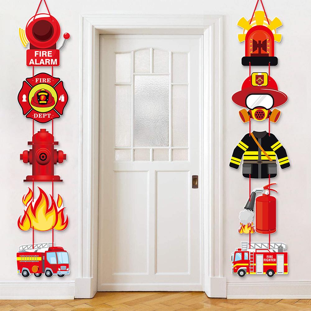 Fire Cartoon Protection Theme Birthday Party Decor Door Hanging For Event Kids