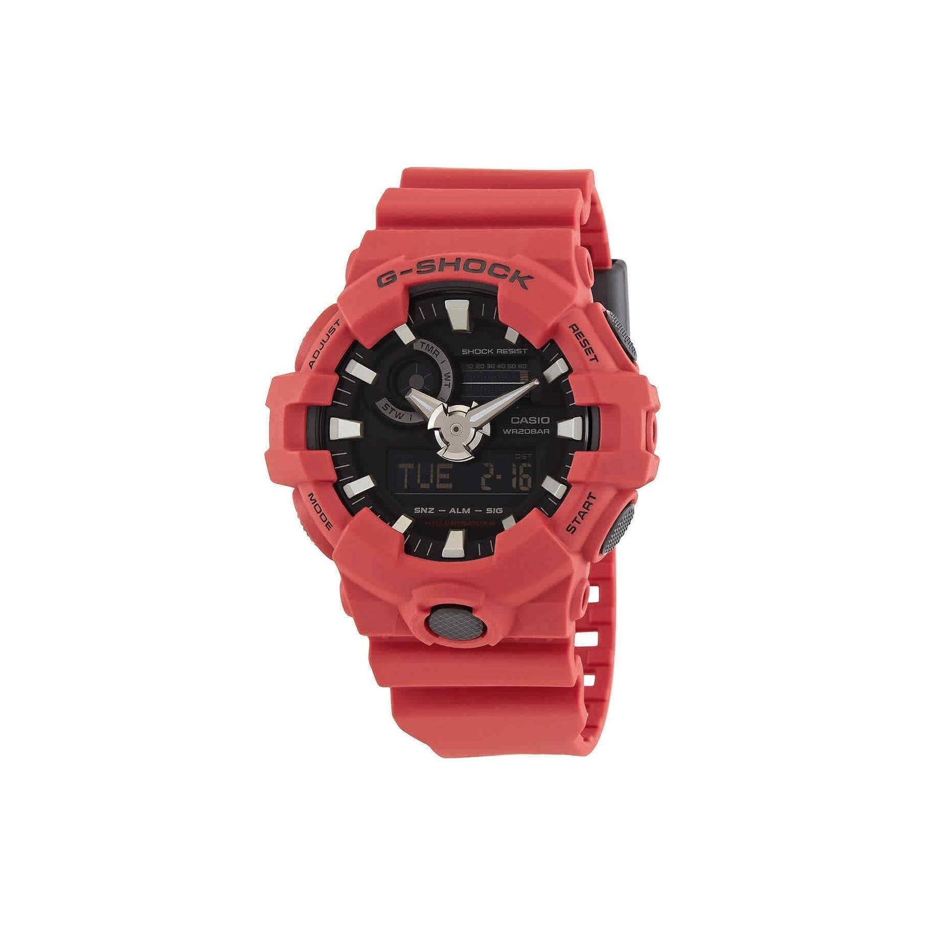 CASIO Men Liquid Crystal/Analog Dual Display Series Red Watch GA-700-4APR Black Dial