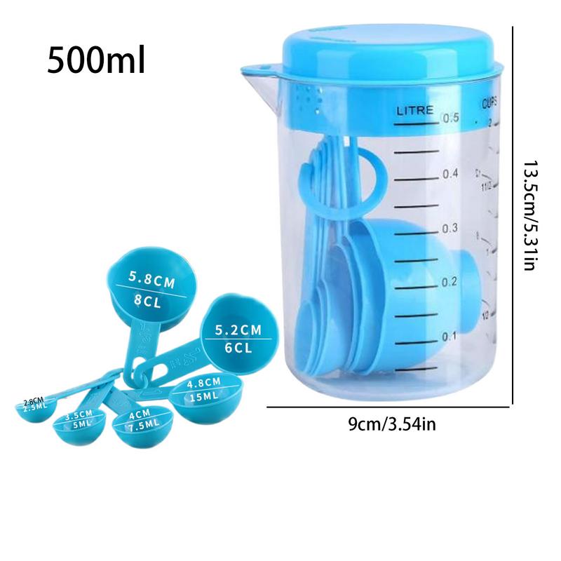 Measuring Spoon Measuring Cup Set with Scale Baking Tools Kitchen Flour Measuring Spoon 1pcs 500ML Measuring Cup 6pcs Spoons