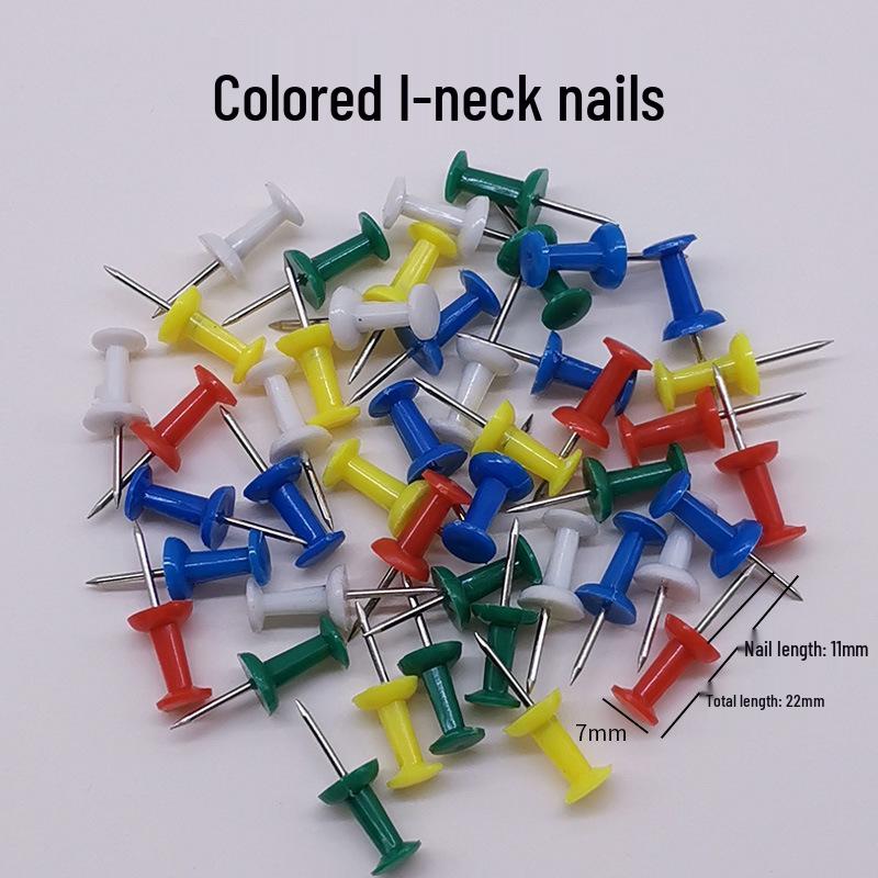 Five-Color Transparent I-Shaped Thumbtacks for Office or DIY Cork Boards