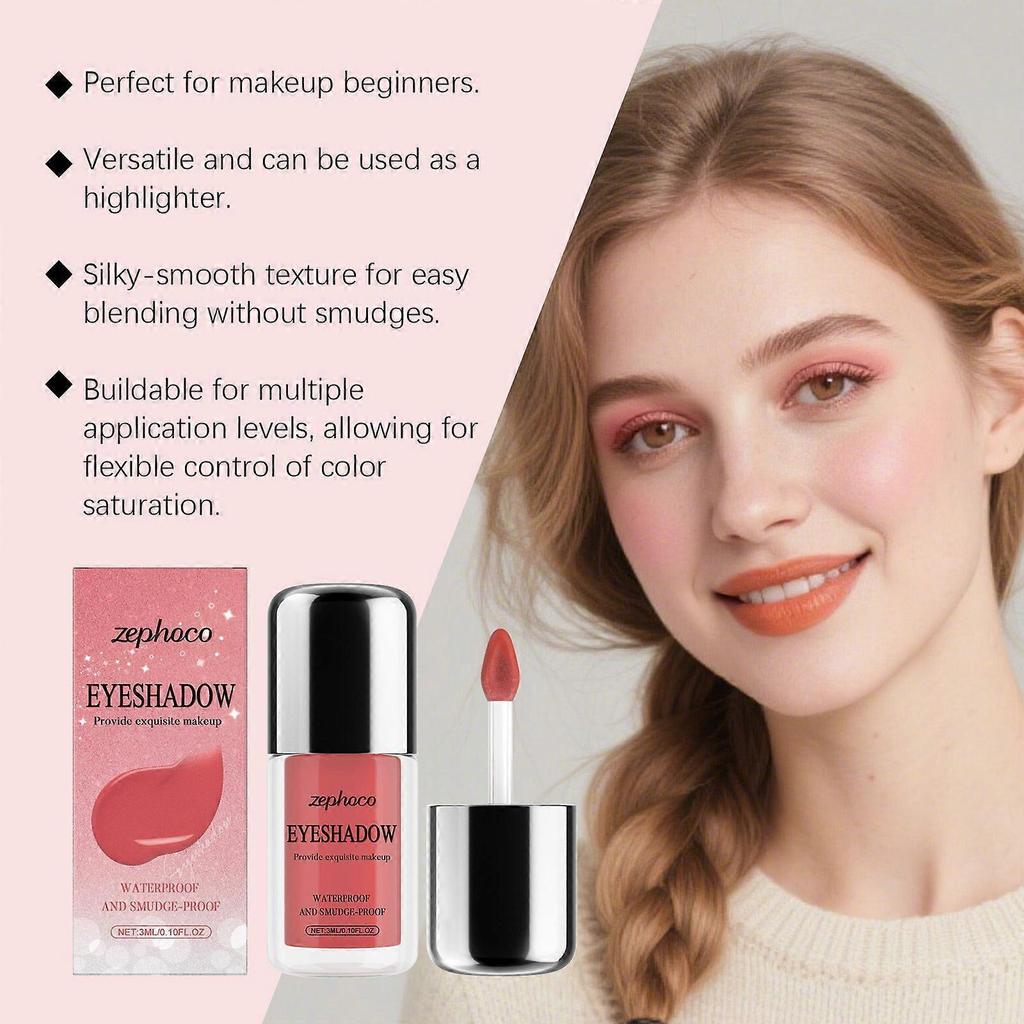 Zephoco Sparkling Peach Powder Liquid Eyeshadow Is A Fine, Lustrous, Non-Flaring, Color-Holding, And Waterproof Nude Powder Liquid Eyeshadow