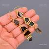 Natural Smoky Quartz Gold Plated Trendy Dangling Electroformed Earrings Jewelry V-115