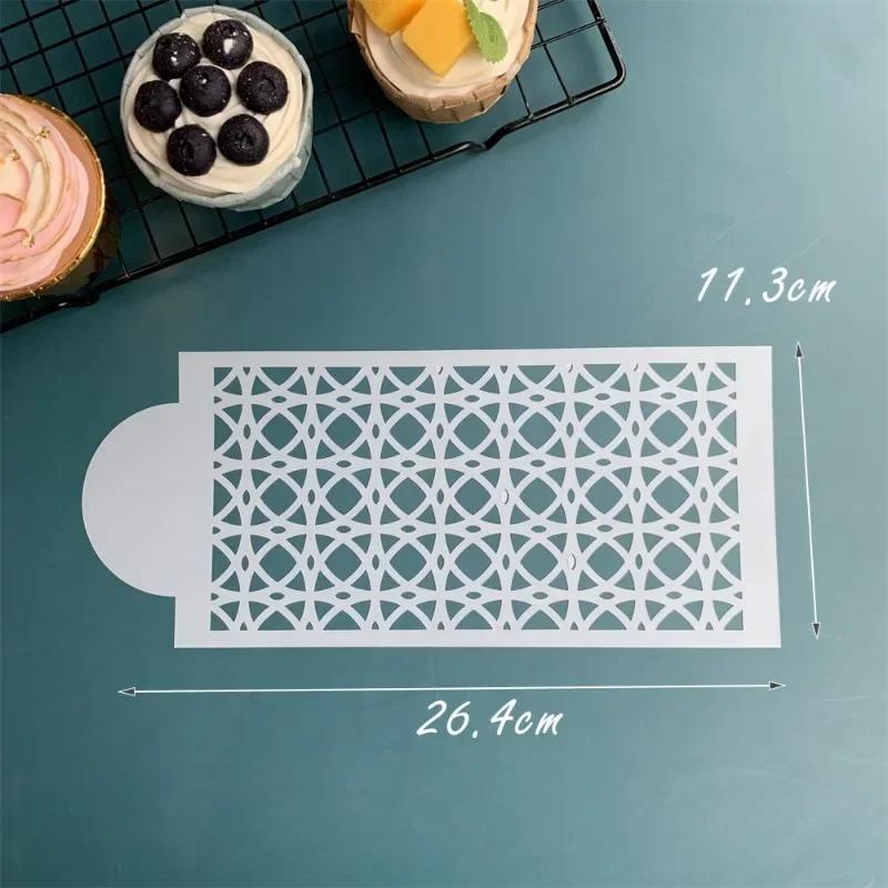 Fondantkaka Nätstämplar Stenciler Prägling för dekorationsverktyg Plast Sprayform Bröllopskakor Choklad Ritning Målning